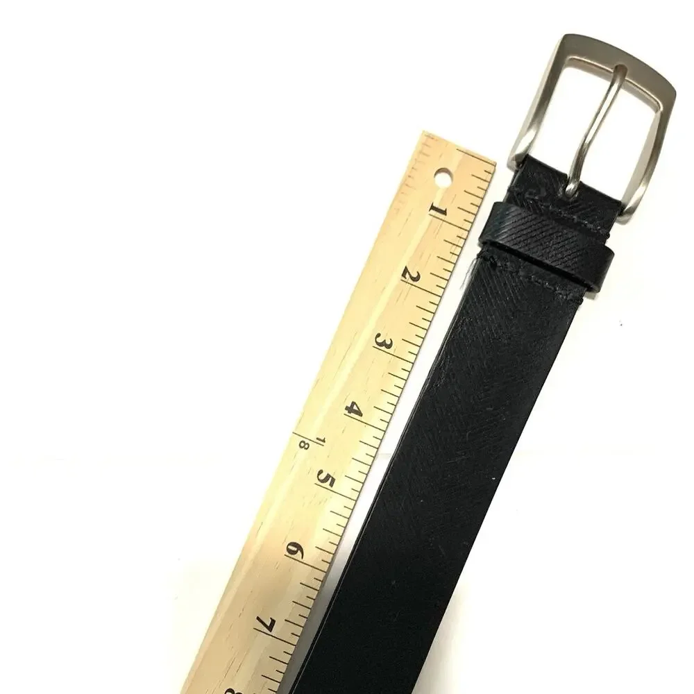 Cremieux Men’s Size 40 Belt Black Leather Silver Buckle Casual Dress Everyday